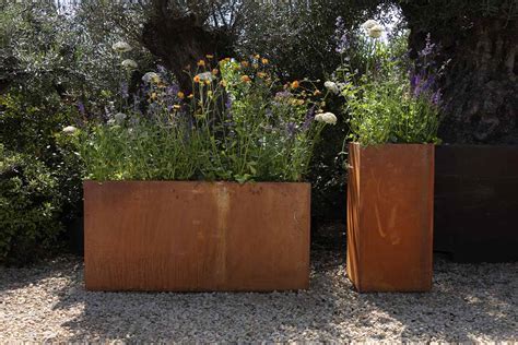 corten metal planter box|extra large corten steel planters.